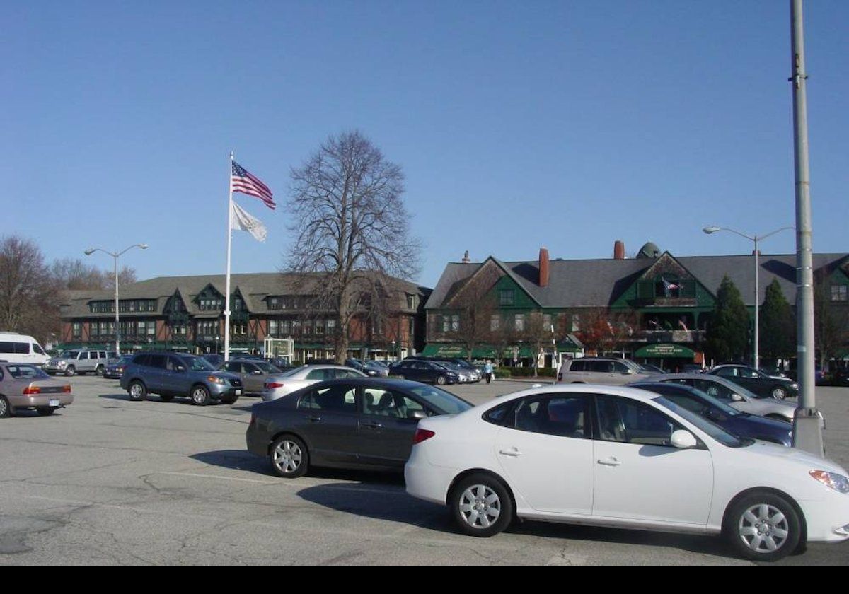 The Travers Block (designed by the architect Richard Morris Hunt and built in 1870-1871) is to the left in this picture with, to the right, the Newport Casino (which was built in 1880 for James Gordon Bennett). Although called a "casino", this was a place of entertainment for wealthy visitors.