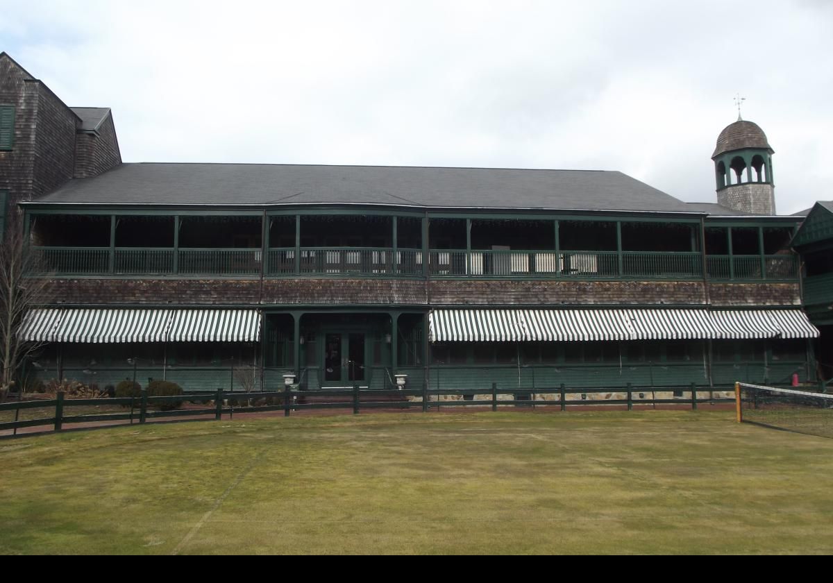 This picture, and the next two, show the Newport Casino exterior and grounds as they appear in c. 2012.