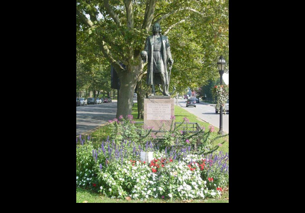 A statue of Christopher Columbus situated on Memorial Boulevard.