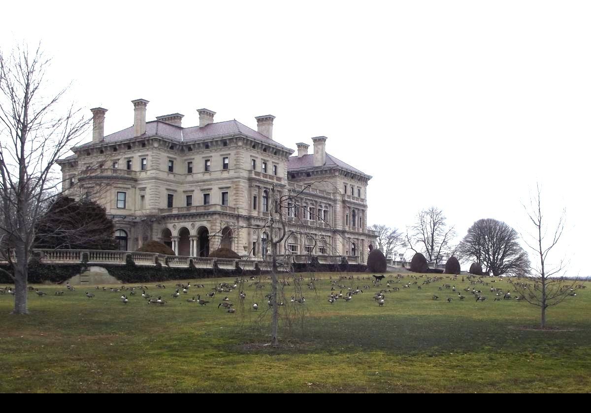 The center piece of the house is the Great Hall which is, more or less, a cube 15 meters (about 50 feet) on a side. The dining room is barely smaller in area at about 230 square meters (about 2,400 square feet). It was considered the largest, most opulent house in Newport.