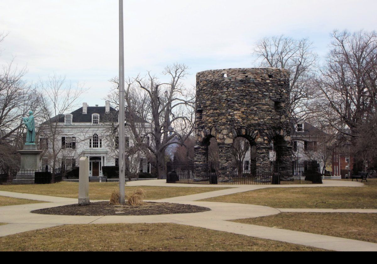 This stone structure in Touro Park goes by a number of names. Usually called the Old Stone Mill, it is also known as the Round Tower, the Newport Tower or the Mystery Tower, depending upon taste.