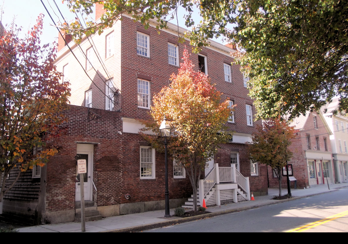 259 Thames Street. Built by the DeWolf brothers in 1797, this was Bristol’s first bank. Restored at the end of the last century, it is now the DeWolf Tavern and Bristol Harbor Inn.