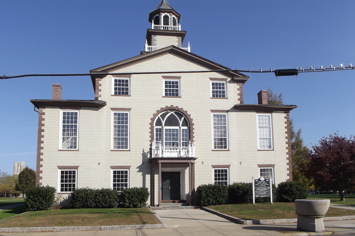 Constructed in 1816/7, the Bristol County Statehouse/Courthouse at 240 High Street was one of 5 locations for meetings of the Rhode Island House of Representatives and Senate. It then became the Bristol County Court from 1854 up to 1980. In 1997 it was purchased by the Bristol Statehouse Foundation, who have restored it.