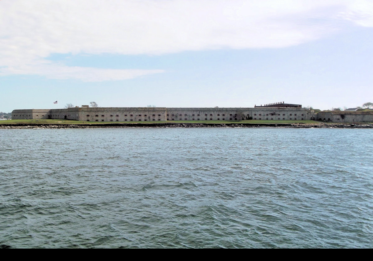 View of Fort Adams from a boat on Narragansett Bay.