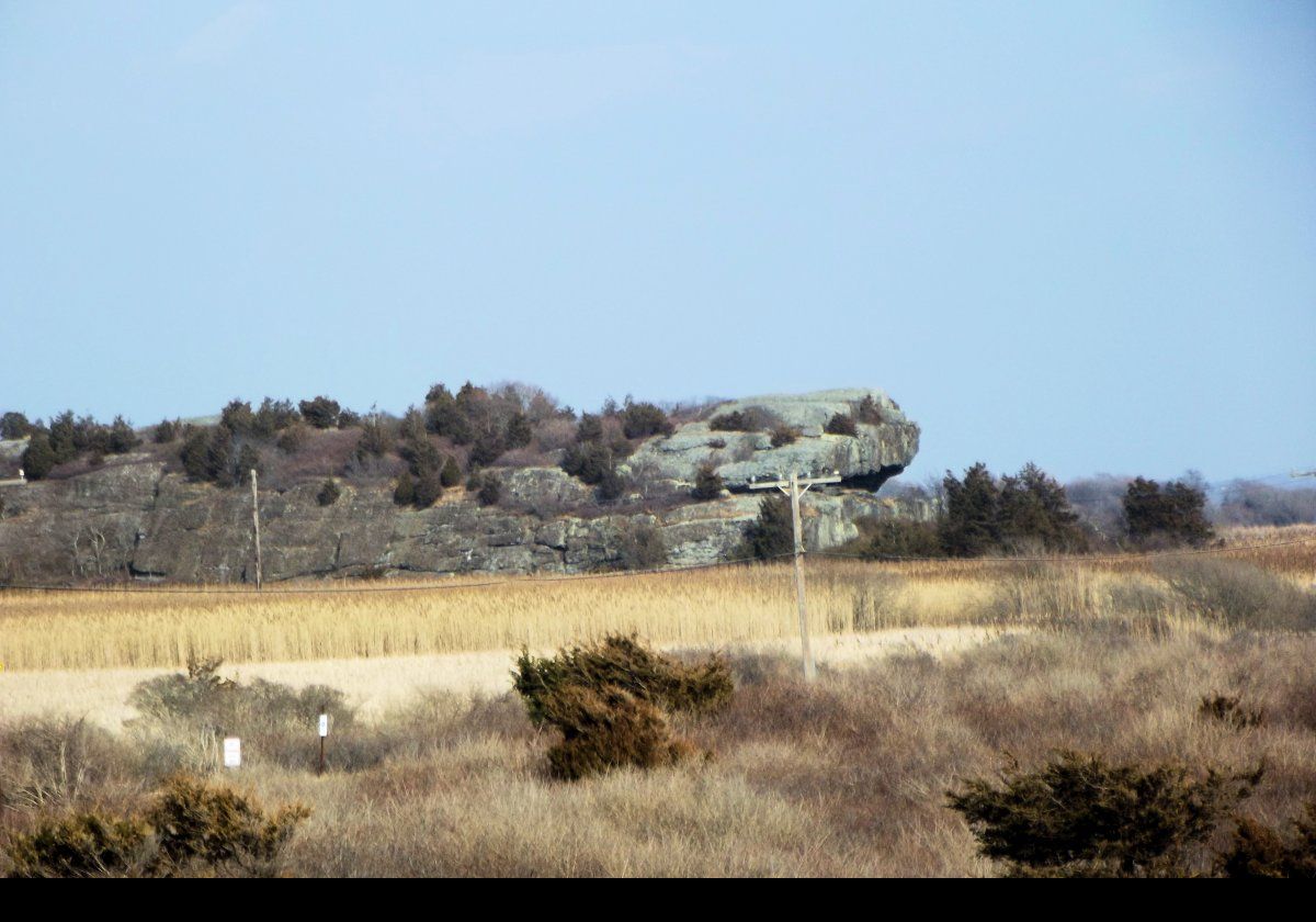 Hanging Rock is in the Norman Bird Sanctuary in Middletown, Rhode Island.