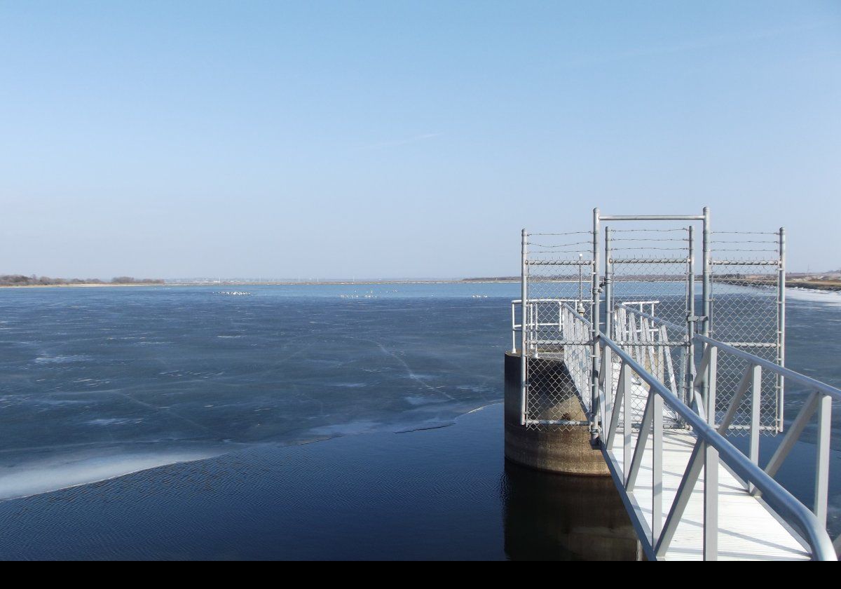 A small jetty giving us a view across the lake. The lake serves as a source of drinking water for the City of Newport.