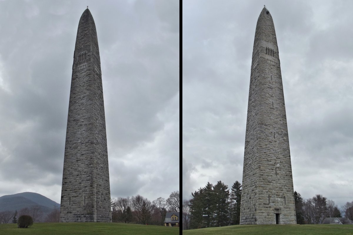 Bennington is home to the Bennington Battle Monument, a 93 meter (306 foot) stone obelisk which is the tallest structure in the state of Vermont.  Built between 1887 and 1889, it commemorates the Battle of Bennington in 1777.  