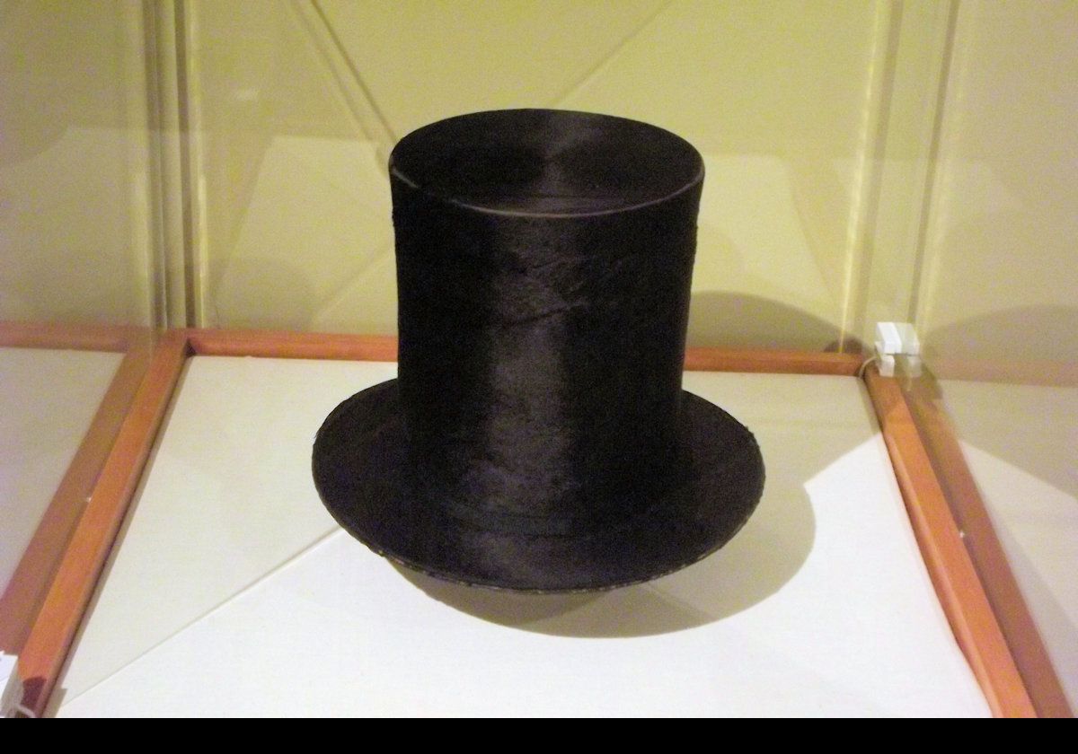 This hat was worn by Abraham Lincoln when he gave the Gettysburg Address.  It is one of only three Lincoln stove pipe hats that remain.