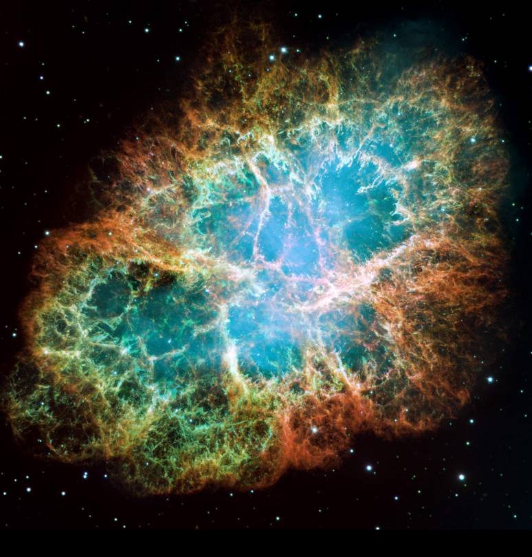 The spectacular Crab Nebula seen in visible light.  