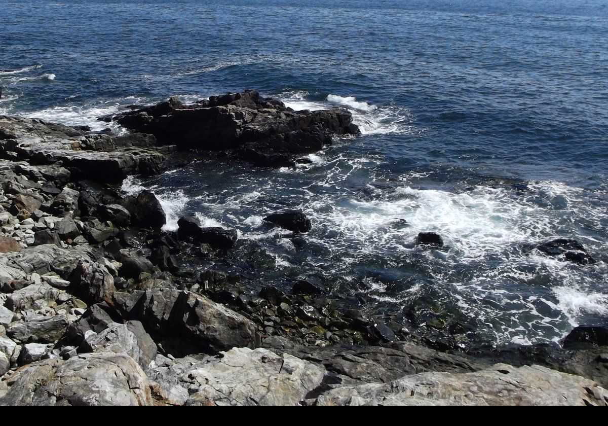 The turbulent sea, and wet rocks, were the main reasons we did not get down to Anemone Cave itself.