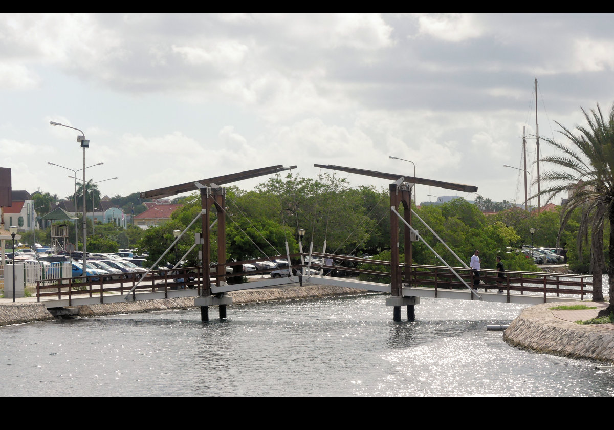 A traditional Dutch style canal lifting bridge