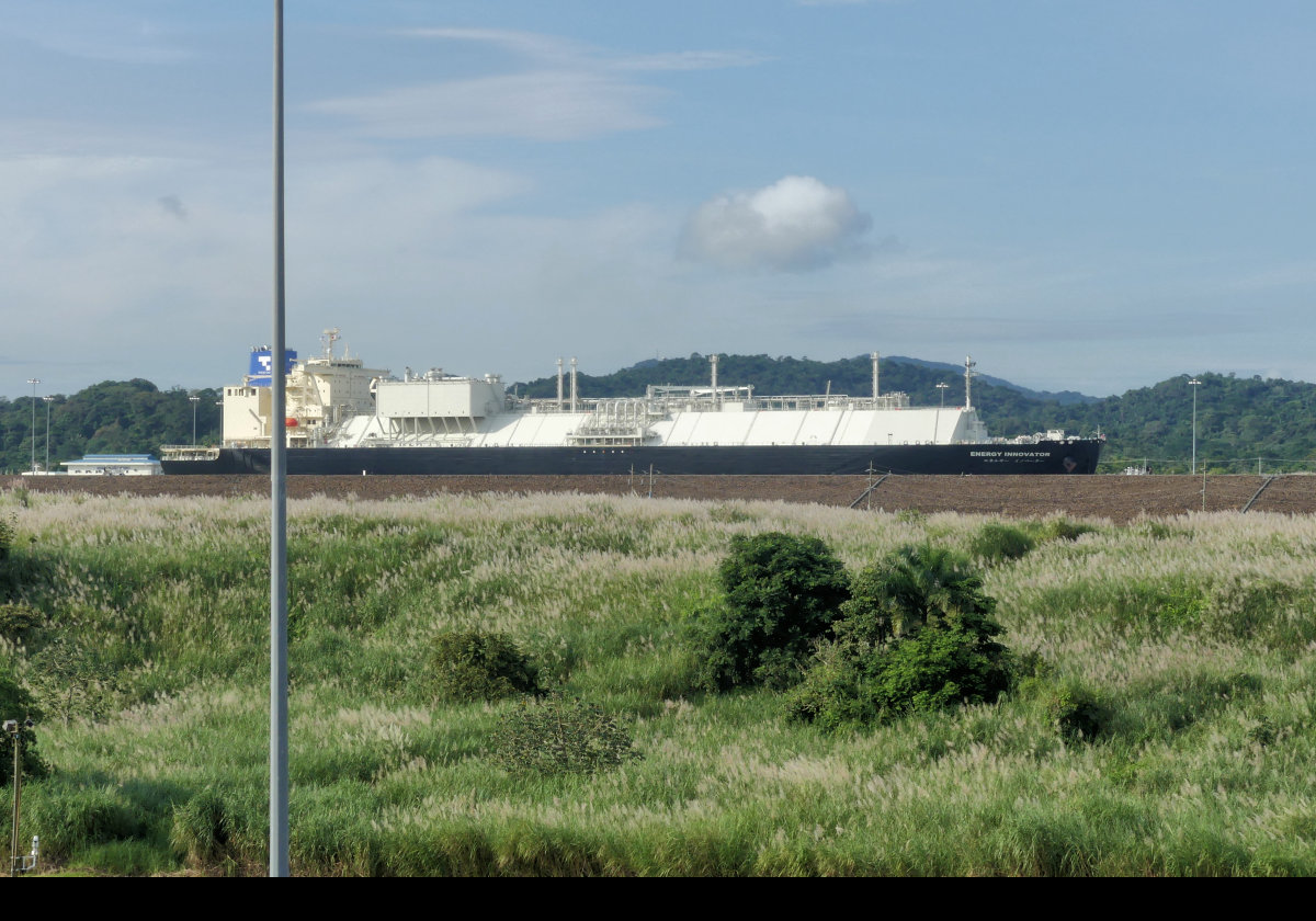 Looking across at the :Energy Innovator" ship traversing the Cocoli Lock; part of the Panama Canal expansion.