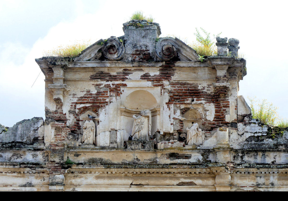 Detail of the top of the church above the main door.