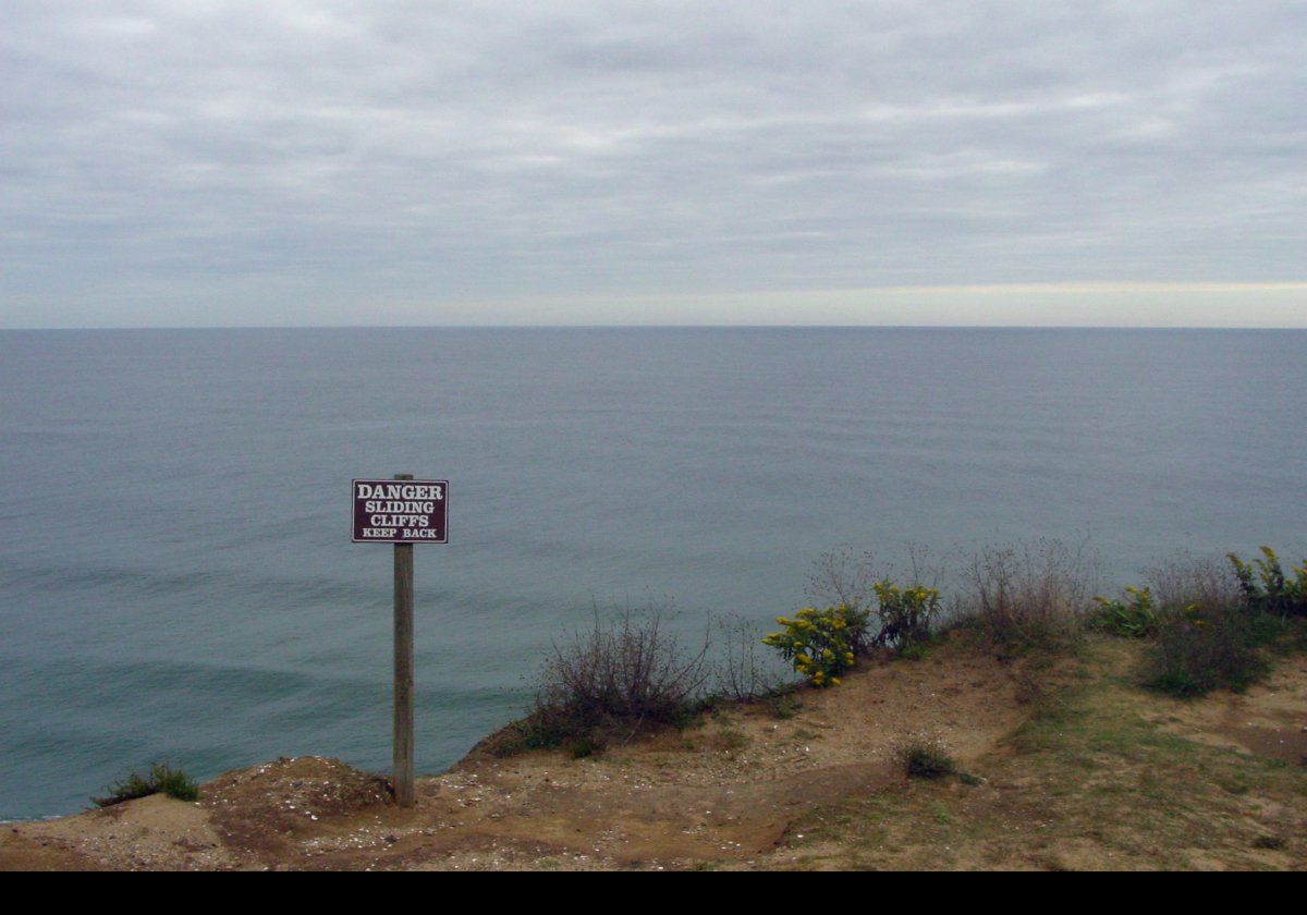 The cliffs near the lighthouse have eroded at an alarming rate of several feet every year.