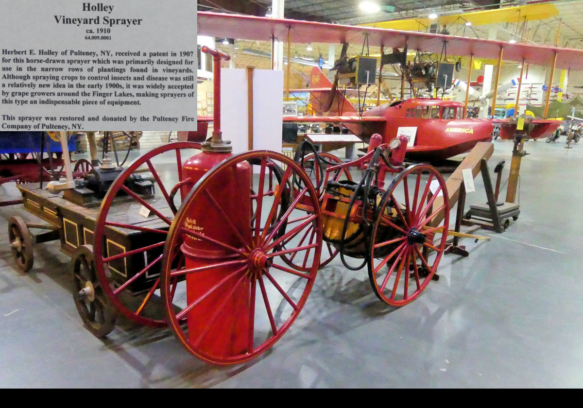 No; it is not a fire engine!  It is a 1910 Holley Vineyard sprayer.