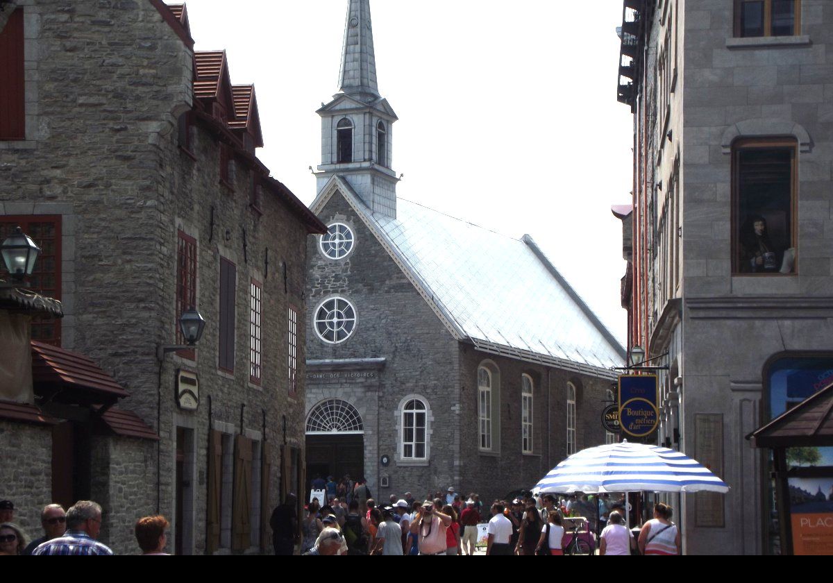 The church became known as Notre Dame de la Victoire after the English defeat in the Battle of Quebec in 1690.  Following another British defeat in 1711, this time due to the weather, it was renamed Notre Dame des Victoires.  During yet another battle with the British in 1759, the church was severely damaged.  Restoration was not completed until 1816.