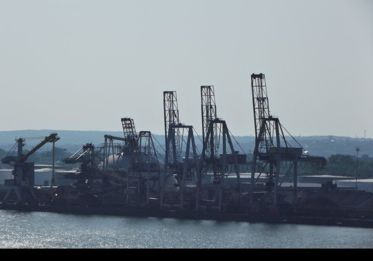 Some large cranes in Quebec docks.